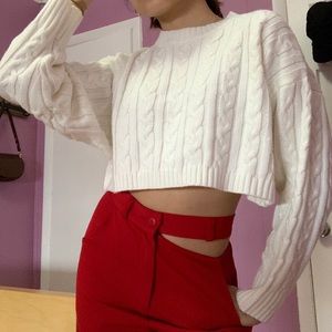Cute white crop sweater